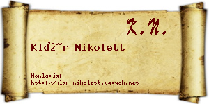 Klár Nikolett névjegykártya